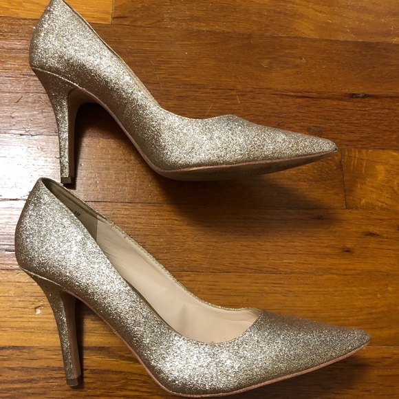 Nine West gold glitter heels size 8 - Picture 1 of 4